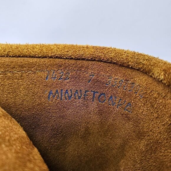 Minnetonka Brown Lace Front Knee High Suede Fringe Moccasins Festival Boots Sz 7 - Picture 6 of 11